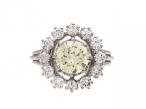 Vintage Pale Yellow Diamond & Diamond Cluster Ring