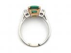 Panjshir Emerald & Diamond Three Stone Ring in Platinum
