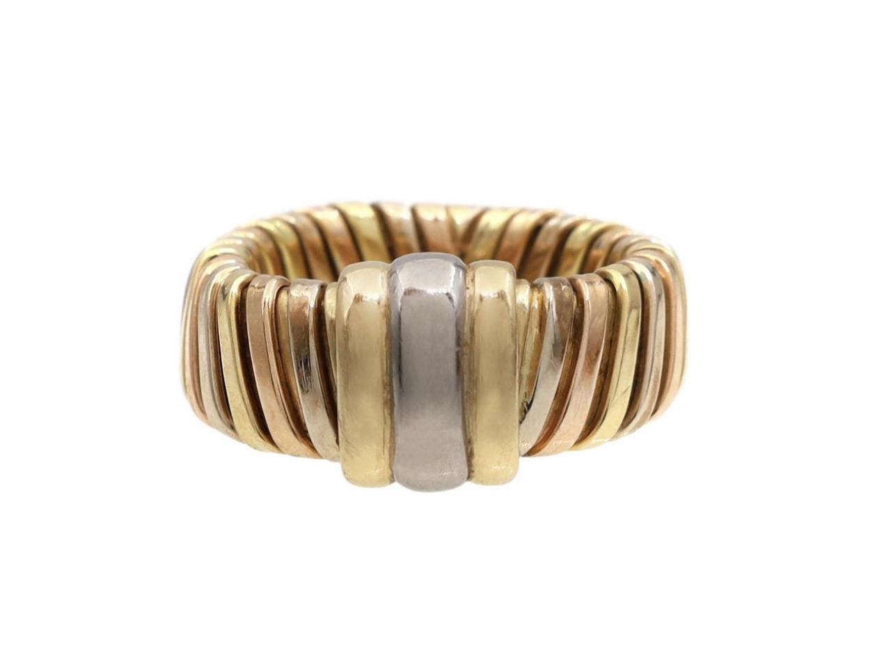 Retro Cartier Tubogas Tri-Gold Ring