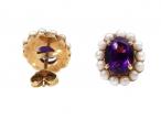 Vintage Amethyst & Pearl Cluster Earrings