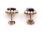 Vintage Amethyst & Pearl Cluster Earrings