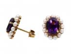 Vintage amethyst and pearl cluster earrings