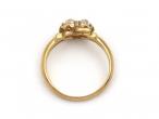 Victorian Old Mine cut diamond clover ring in yellow gold