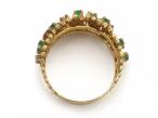 Modernist emerald and diamond textured ring in yellow gold