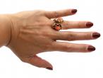 Retro Articulated Double Floret Coral & Diamond Ring