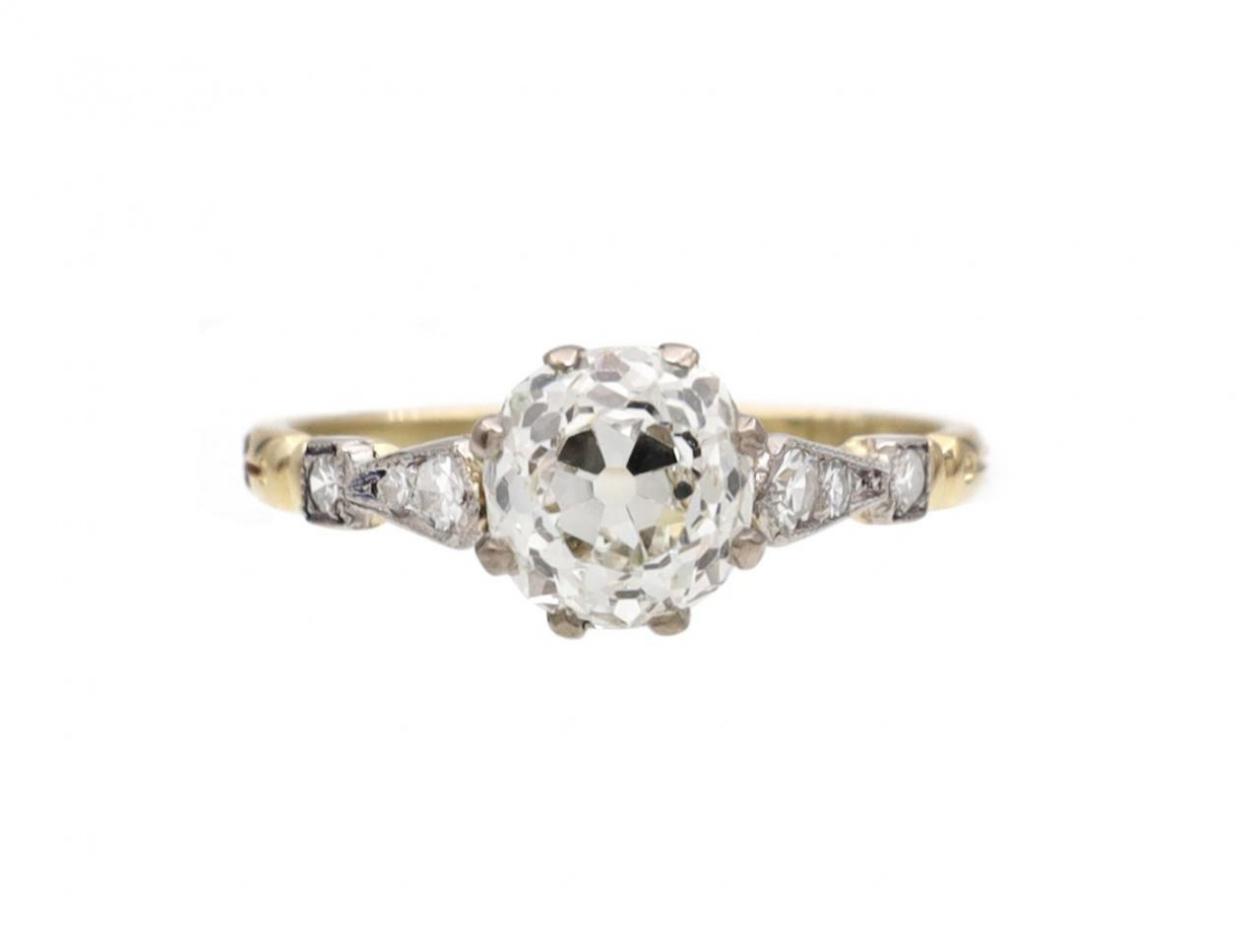 Edwardian 1.39ct Old Mine cut diamond engagement ring