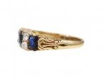 Antique Sapphire & Diamond Carved Ring in 18kt Yellow Gold