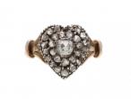 Antique diamond heart cluster in silver on 18kt yellow gold