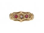 1905 diamond and ruby set gypsy ring in 18kt yellow gold