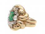Italian Emerald and diamond cluster ring in 18kt yellow gold
