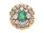 Italian Emerald and diamond cluster ring in 18kt yellow gold