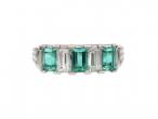 1950s emerald and diamond five stone ring in platinum