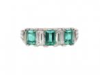 1950s Emerald & Diamond Five Stone Ring in Platinum