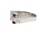 Art Deco Diamond & Ruby Geometric Buckle Ring in Platinum