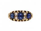 Victorian 18kt yellow gold sapphire and diamond three stone