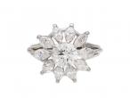 Vintage 18kt white gold diamond fancy cluster ring