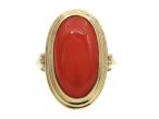 Retro oval coral dress ring in 14kt yellow gold
