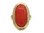 Retro Oval Coral Dress Ring in 14kt Yellow Gold