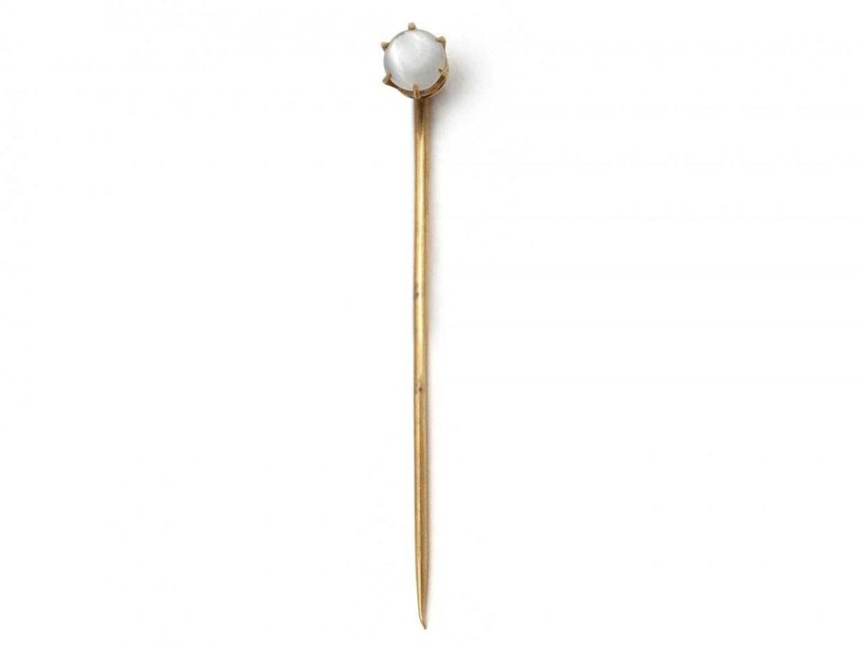Antique moonstone stickpin in yellow gold