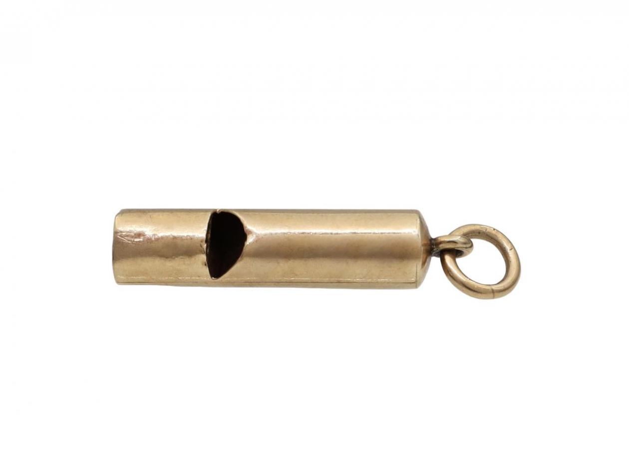 Vintage 9kt Yellow Gold Whistle Pendant