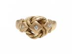Antique diamond three stone knot ring in 18kt gold