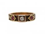 Antique Diamond, Ruby & Hair Memorial Ring in Yellow Gold