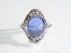 Antique Ceylon sapphire cabochon and diamond ring