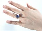 Antique Ceylon sapphire cabochon and diamond ring
