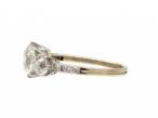 Edwardian cushion shape diamond three stone engagement ring