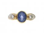 Vintage Giansanti Ceylon sapphire and diamond three stone ring