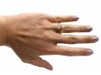 Retro 18kt yellow gold pink sapphire and diamond open twist ring
