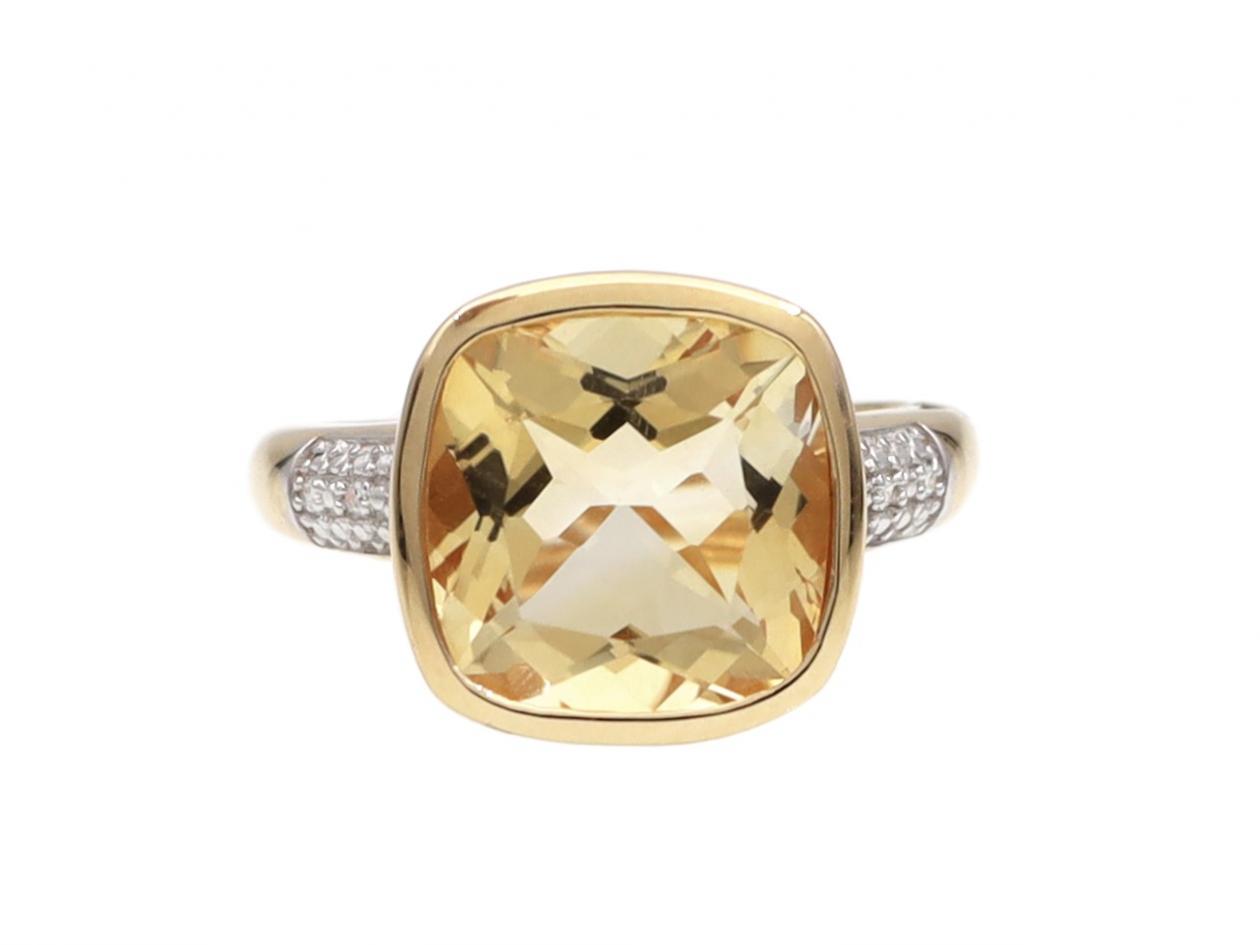 Citrine & Diamond 18kt Yellow Gold Dress Ring