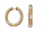 Vintage Yellow Sapphire & Diamond Hoop Earrings in 18kt Gold