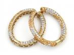 Vintage Yellow Sapphire & Diamond Hoop Earrings in 18kt Gold