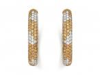 Vintage Yellow Sapphire & Diamond Hoop Earrings in 18kt Gold