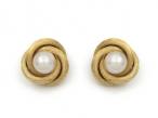 Vintage pearl and knot clip on earrings in 18kt yellow gold