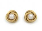 Vintage Pearl & Knot Clip-On Earrings in 18kt Yellow Gold