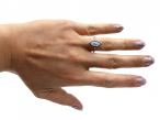 Art Deco style marquise diamond and sapphire target ring in platinum