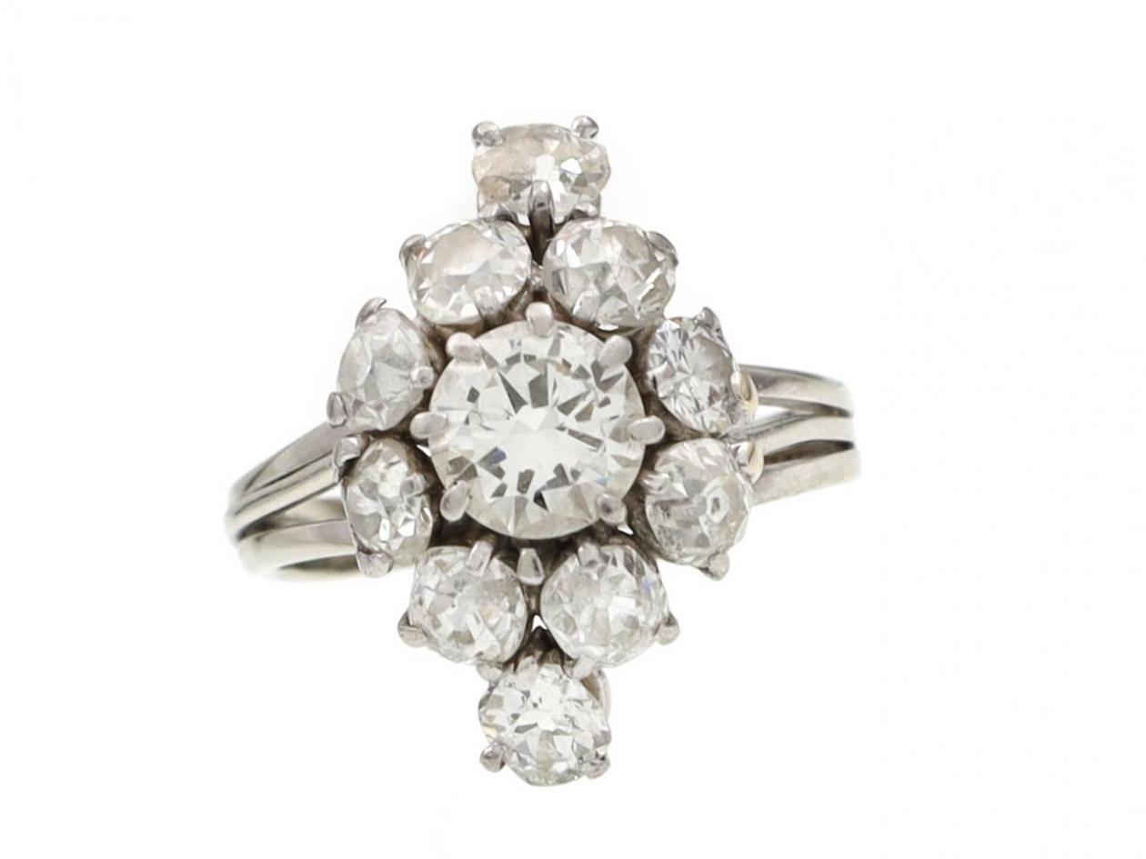 Vintage Diamond Fancy Cluster Engagement Ring