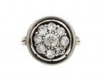 Antique circular diamond cluster ring in platinum and 18kt yellow gold