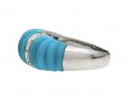 Vintage Carved Turquoise & Diamond Ribbed Bombe Ring