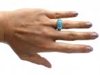 Vintage carved turquoise and diamond ribbed bombe ring