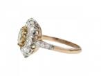 Edwardian yellow diamond and diamond coronet cluster ring