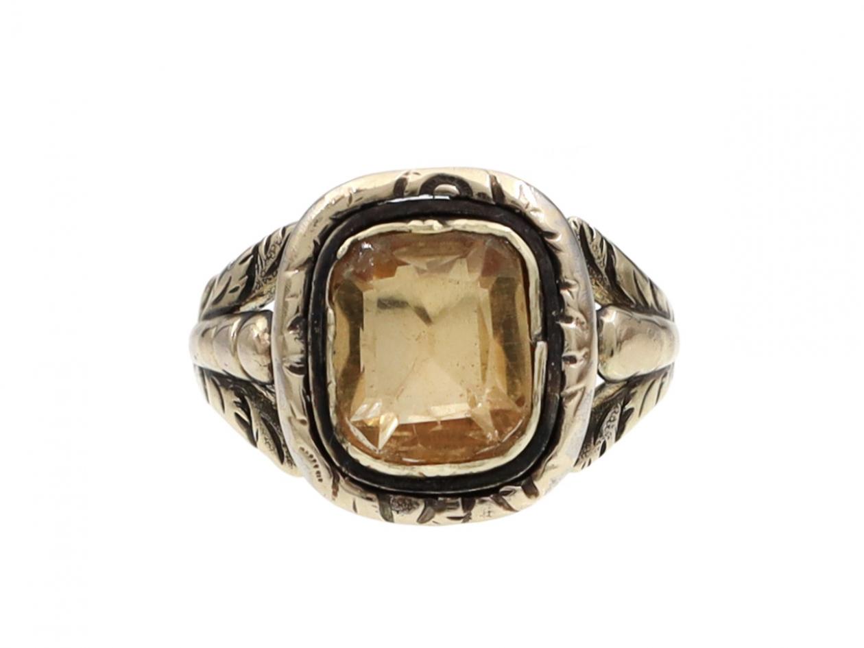 Georgian Citrine Dress Ring in Yellow Gold