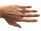 Retro Synthetic Ruby & Diamond Tank Ring in 18kt Gold