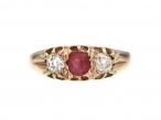 Victorian Burmese ruby and diamond three stone ring