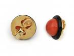 Retro coral, onyx and emerald clip-on earrings in 18kt yellow gold