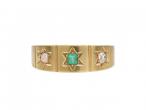 Victorian emerald and diamond three stone gypsy ring