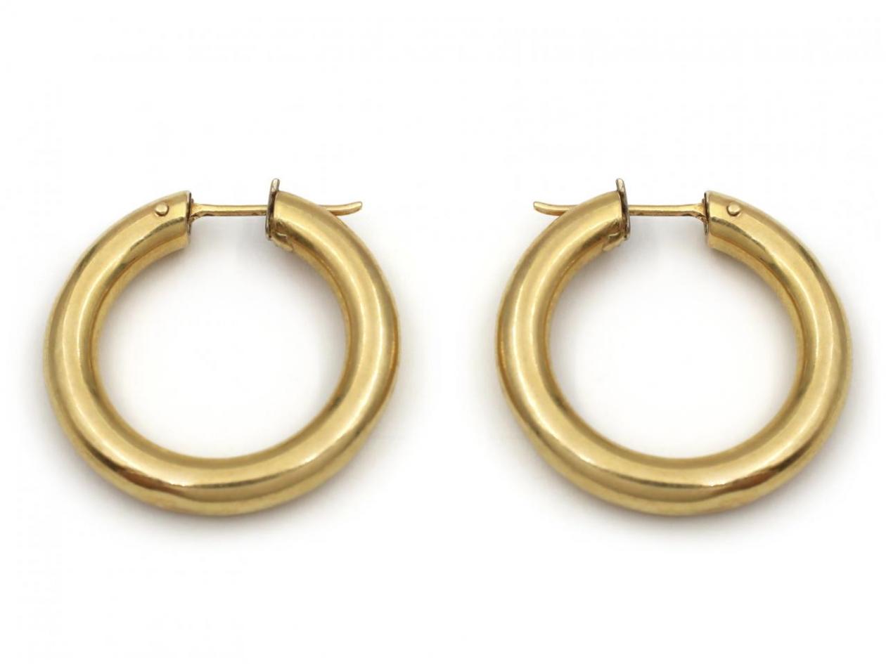 Vintage Italian 18kt yellow gold large hoop earrings
