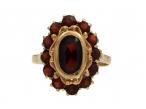 Vintage 18kt yellow gold garnet oval cluster ring
